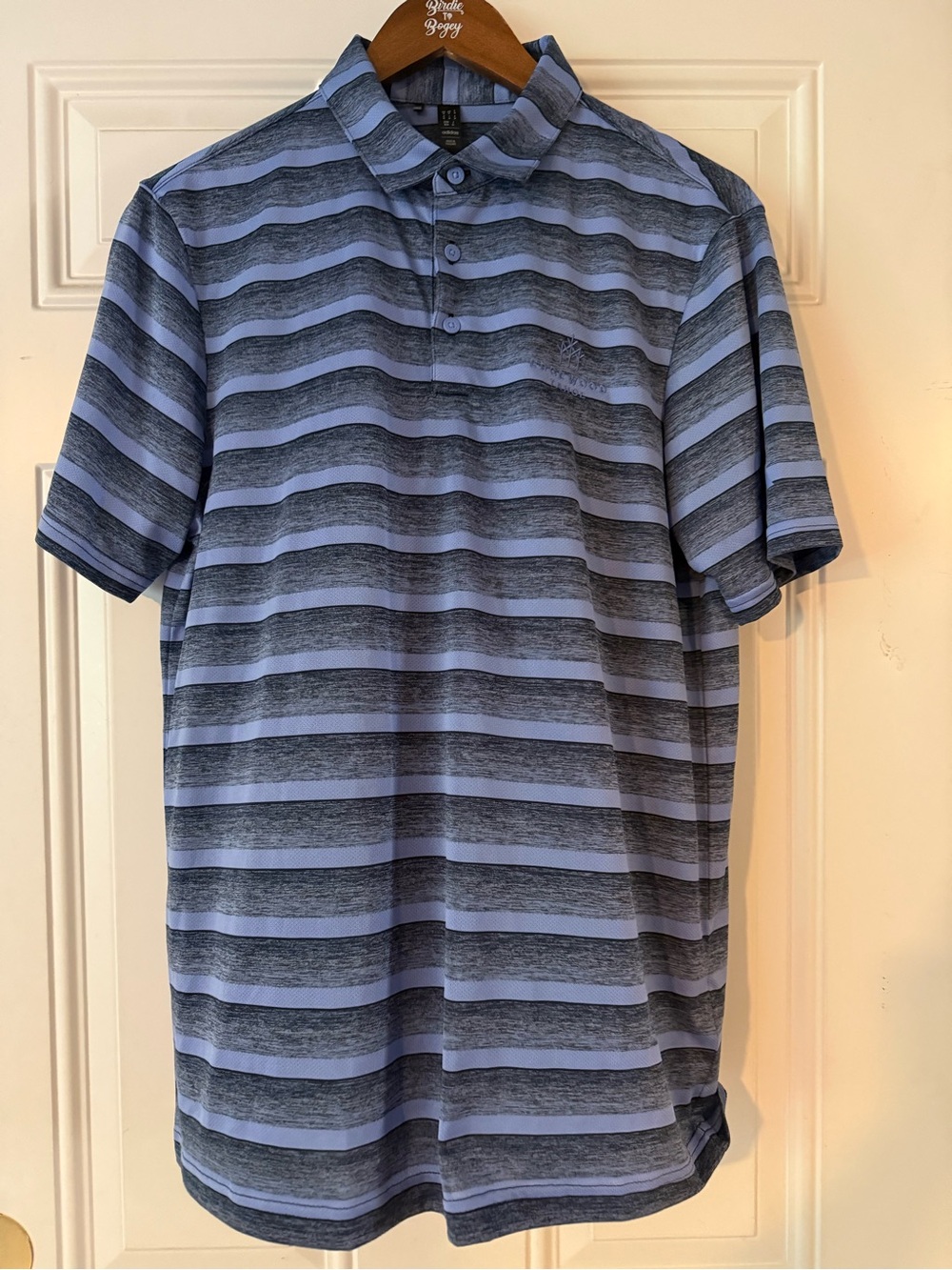 adidas Men's Blue and Dark Blue Striped Polo